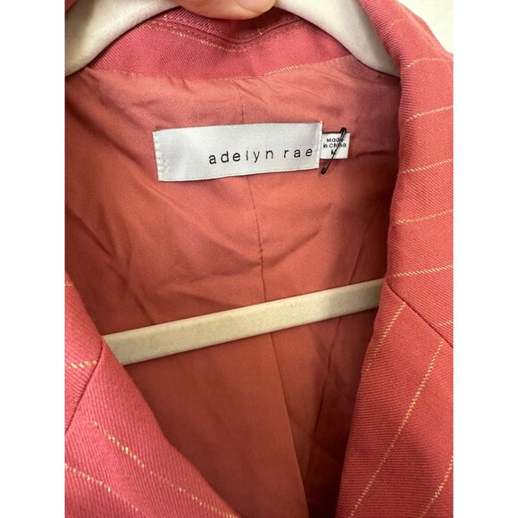 Adelyn Rae Kayla Pinstripe Belted Blazer Dress Size Medium Desert Rose Pink - Picture 6 of 10